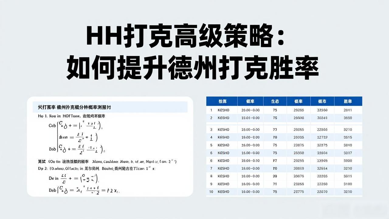 HH扑克高级策略：如何提升德州扑克胜率