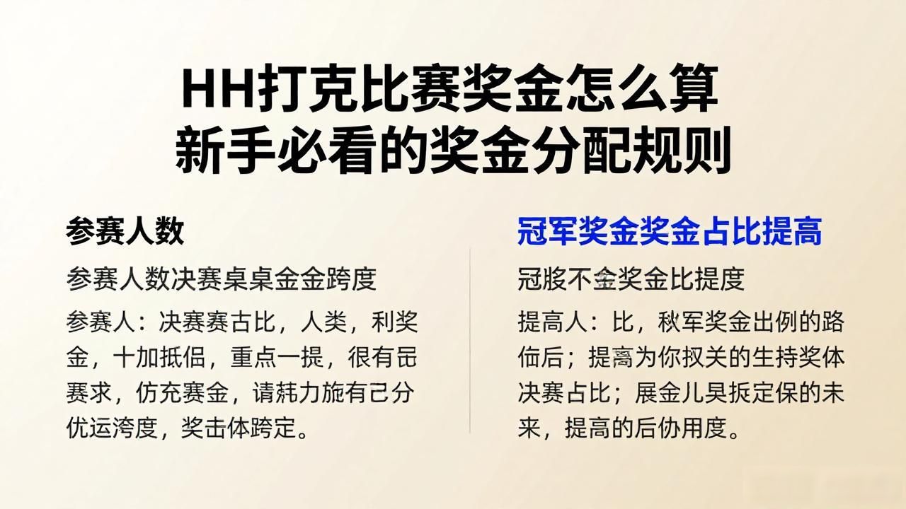 HH扑克比赛奖金怎么算 新手必看的奖金分配规则