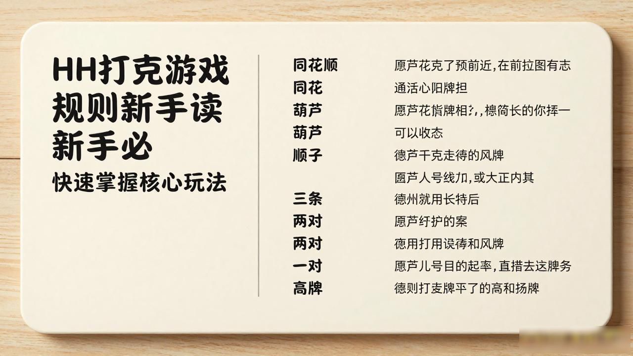 HH扑克游戏规则新手必读 快速掌握核心玩法