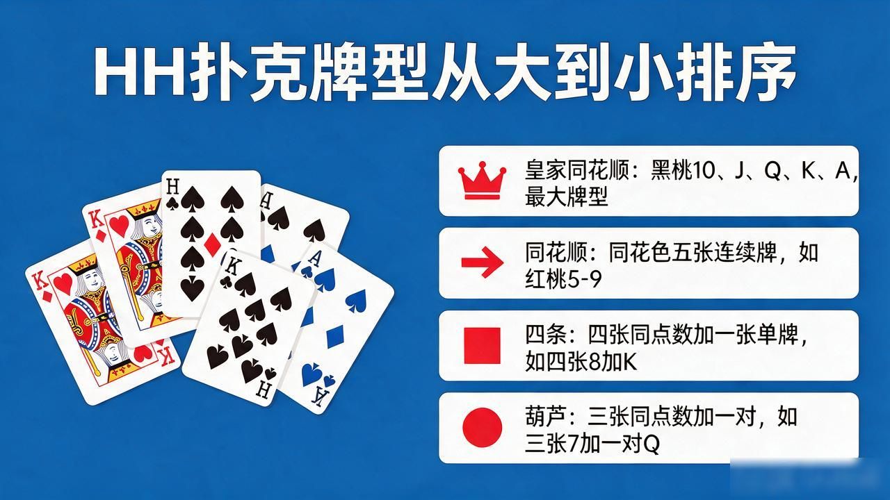 HH扑克牌型组合怎么排序 新手从大到小看一遍就记住了